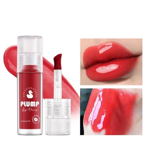 Lip Gloss, Lip Plumping Gloss - 2024 New Daily Natural Ingredients Lip Plumper, Lip Plumping Gloss Für Vollere Lippen, Feuchtigkeitsspendender Lip Glossl (Rot, 06#) von Generisch