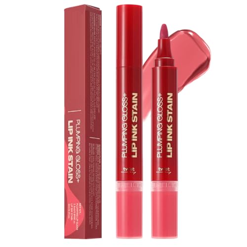 Lippenfärbung, Lippen Öl und Liner Combo-Set, Doppelkopf-Lip Line Gloss Combo-Sets, 1 Stück, feuchtigkeitsspendende Formel, Leichtgewichtig und nicht stellig für Mädchen Frauen Schwester Freunde von Generisch