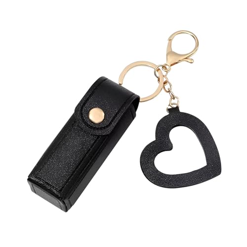 Lippenstift-Etui, Lippenstift-Organizer, Schlüsselanhänger mit Herz-Anhänger, PU-Hülle, Lippenstift-Halter, Lipgloss-Tasche, Lippenbalsam-Tasche, tragbarer Lippenstift-Halter für Frauen, Reisen, von Generisch