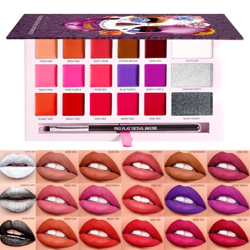 Lippenstiftpalette, Lipgloss Palette - Matte Lippenstift 18-Farben-Lipgloss-Palette - Mutter Freundin Kostüm Kosmetik cremig zum Geburtstag, Halloween von Generisch