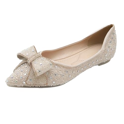 Loafer Damen Ballerinas Flache Schuhe Kleid Schuhe Elegante Und Bequeme Hochzeitsschuhe Balerinaschuhe Mit Schleifen Brautschuhe Damenschuhe Ballettschuhe rutschfeste Pumps Halbschuhe von Generisch
