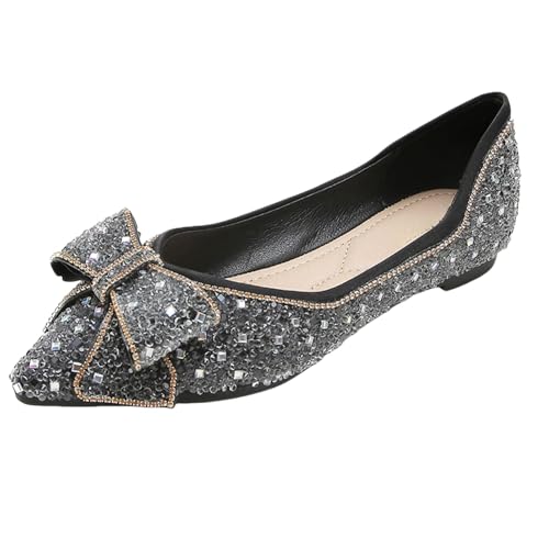 Loafer Damen Ballerinas Flache Schuhe Kleid Schuhe Elegante Und Bequeme Hochzeitsschuhe Balerinaschuhe Mit Schleifen Brautschuhe Damenschuhe Ballettschuhe rutschfeste Pumps Halbschuhe von Generisch