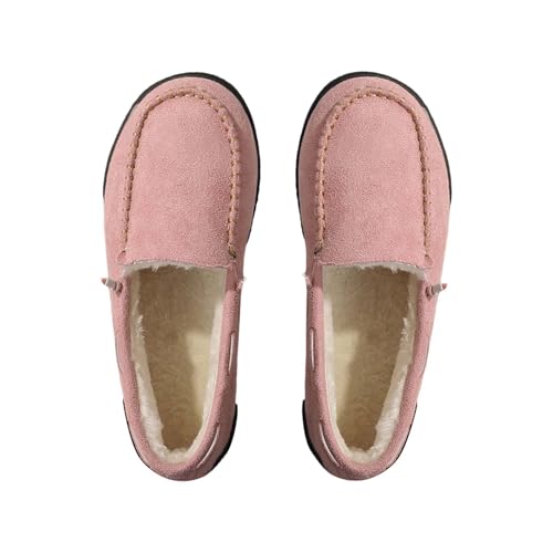 Loafer Damen Gefüttert Winterschuhe Slip On Schuhe Warm Halbschuhe Herbst Winter Boots Schlupfschuhe Damenschuhe Flache Arbeitsschuhe Bootschuhe Freizeitschuhe Walkingschuhe Sneakers von Generisch