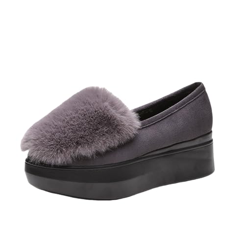 Loafer Damen Gefüttert Winterschuhe Slip On Schuhe Warm Halbschuhe Herbst Winter Boots Schlupfschuhe Damenschuhe Flache Hauschuhe Arbeitsschuhe Bootschuhe Freizeitschuhe Walkingschuhe Sneakers von Generisch