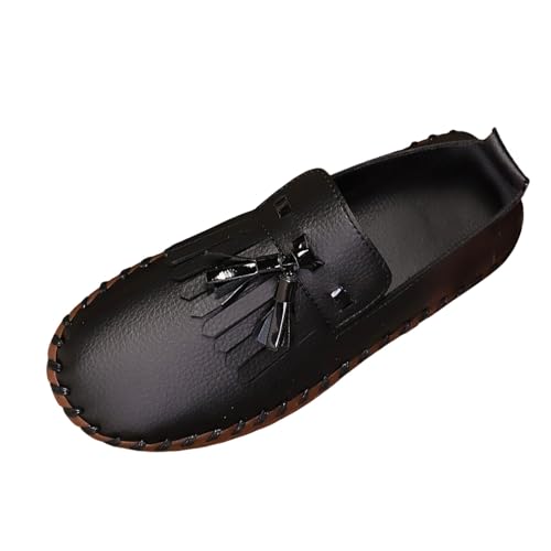 Loafer Damen Halbschuhe Mokassins Slipper Flach Bequeme Elegant Mary Jane Plateau Breite Füße Lederschuhe Atmungsaktive Chunky Loafers Slip On mit Dicker Sohle Walkingschuhe Outdoor von Generisch