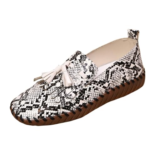 Loafer Damen Halbschuhe Mokassins Slipper Flach Bequeme Elegant Mary Jane Plateau Breite Füße Lederschuhe Atmungsaktive Chunky Loafers Slip On mit Dicker Sohle Walkingschuhe Outdoor von Generisch