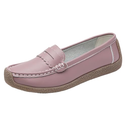 Loafer Damen Mokassin Sommer Atmungsaktiv Leichtgewichts Bequeme Lederschuhe Einfarbig High-Top Weiche Sohle rutschfeste Dämpfung Freizeitschuhe Outdoor Hiking Casual Sommerschuhe,34-40 Eu von Generisch