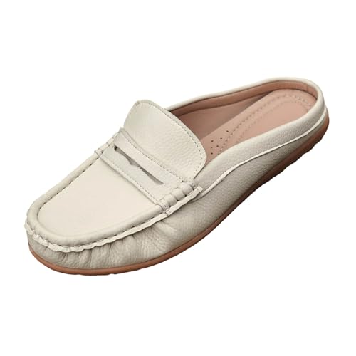 Loafer Damen Mokassins Flach Halbschuhe Lederschuhe Slipper Slip On Mary Jane Freizeitschuhe Bequeme Elegant Casual Classic Walkingschuhe Business-Schuhe Wanderschuhe Niedrige (Beige, 39) von Generisch
