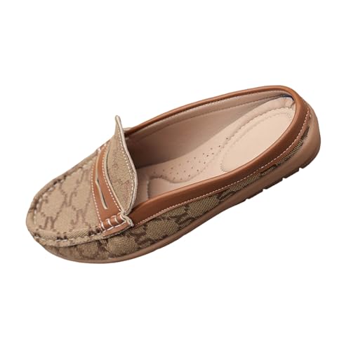 Loafer Damen Mokassins Flach Halbschuhe Lederschuhe Slipper Slip On Mary Jane Freizeitschuhe Bequeme Elegant Casual Classic Walkingschuhe Business-Schuhe Wanderschuhe Niedrige (Brown, 37) von Generisch