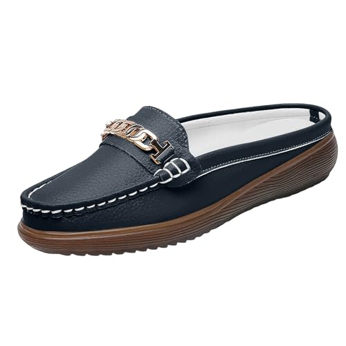 Loafer Damen Mokassins Flach Halbschuhe Lederschuhe Slipper Slip On Mary Jane Freizeitschuhe Bequeme Elegant Casual Classic Walkingschuhe Business-Schuhe zum Hineinschlüpfen (Blue, 41) von Generisch