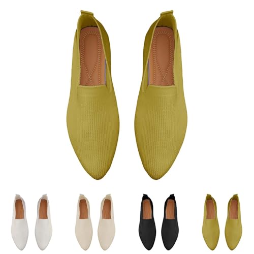 Loafers Flat Damen Weite Flache Schuhe damen Mit Spitzer Zehenpartie Freizeitschuhe Elegant Trekkingschuhe Hinten Offen Walkingschuhe Weichen Joggingschuhe Atmungsaktive Rutschfeste Wanderschuhe von Generisch