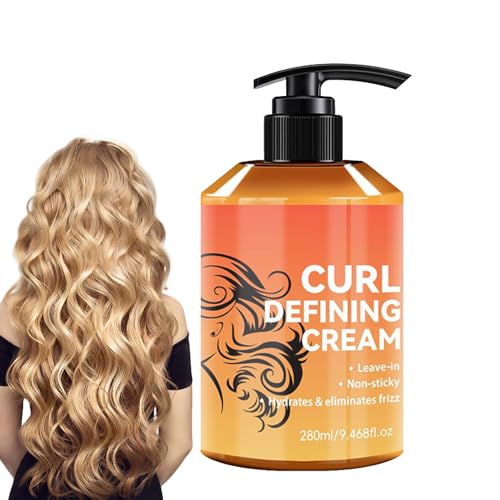 Lockendefinierende Creme – Lockencreme, 6,5 cm Flexible Arganöl Haarmaske | 280 ml Nährende Lockendefinierende Creme für Hairstyling, Frauen, Mädchen, Salon, Dating, Party, Mehrstufige Feuchtigkeitsbi von Generisch