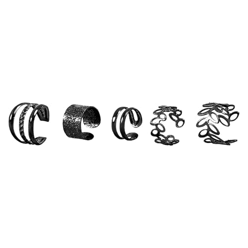 Löwenohrringe Ear Clips For Non Pierced Ears Creative And Simple Alloy Earring Jewelry Ear Bone Clips Zweite Piercing Ohrringe (Black, One Size) von Generisch