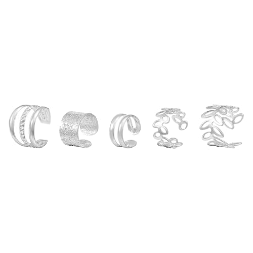Löwenohrringe Ear Clips For Non Pierced Ears Creative And Simple Alloy Earring Jewelry Ear Bone Clips Zweite Piercing Ohrringe (Silver, One Size) von Generisch