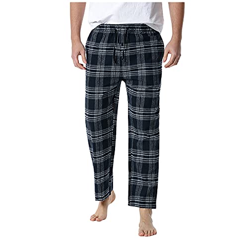 Long Pyjama Bottoms, Men's Pyjama Bottoms Homewear Long Shape Elastic Waistband Pyjama Bottoms for Men Checked Sleepwear Herren Schlafanzughose Loungehose Freizeithose Checked Pyjama Bottoms von Generisch