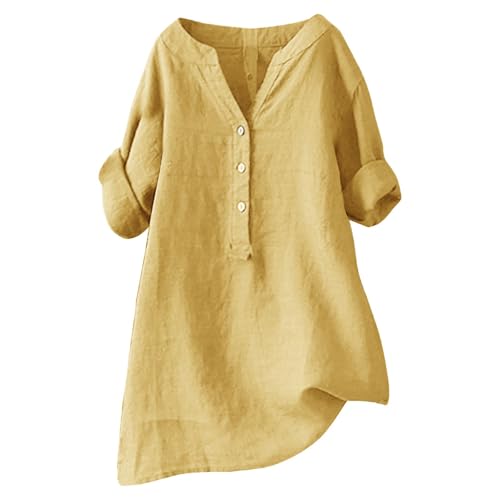 Longbluse Damen Sommer 2025 Button-Down Bluse Übergröße Musselin Bluse Damen Leinenbluse Atmungsaktive Tops Große Größen Asymmetrische Tunika Herbst Lose Lässige Langarmshirts Longbluse Damen Sommer 2025 Button-Down Bluse Übergröße Musselin Bluse Damen Leinenbluse Atmungsaktive Tops Große Größen Asymmetrische Tunika Herbst Lose Lässige Langarmshirts von Generisch