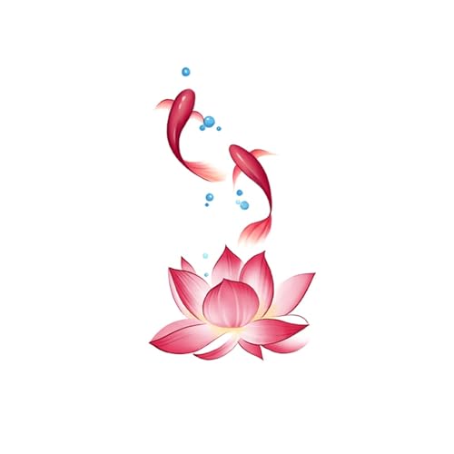 Lotus Koi Bunte Aufkleber, Nicht reflektierend, Wasserfest, Realistisch, Einweg, Lichtecht, Waschbar Und Langlebig Gefälschte Temporäre Tattoos(2pcs) von Generisch