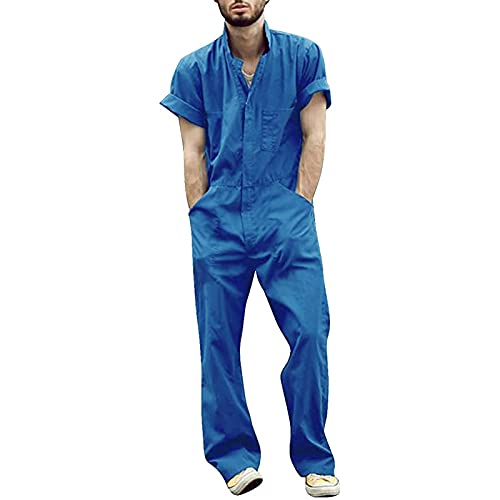 Lounging-Anzug für Herren mit Reißverschluss, Revers, kurze Ärmel, Arbeitsoverall, Herren-Anzüge und Sets, Smokinghosen, navy, XXL Lounging-Anzug für Herren mit Reißverschluss, Revers, kurze Ärmel, Arbeitsoverall, Herren-Anzüge und Sets, Smokinghosen, navy, XXL von Generisch