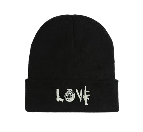 Love Weapons Street Art Banksy Logo Bestickte Beanie Mütze Wintermütze Schwarz, Schwarz , Einheitsgröße von Generisch