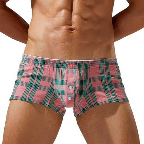 Low Rise Herren Baumwolle Boxer Unterwäsche Männer Boxershorts Mini Fit Trunks Non-Stretch Checkered Design Unterhose mit Eingriff Low Rise Herren Baumwolle Boxer Unterwäsche Männer Boxershorts Mini Fit Trunks Non-Stretch Checkered Design Unterhose mit Eingriff von Generisch