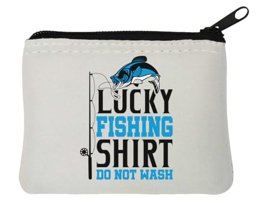 Lucky Fishing Shirt Do Not Wash Neopren-Münzgeldbörse, 10 x 11 cm, Weiß von Generisch