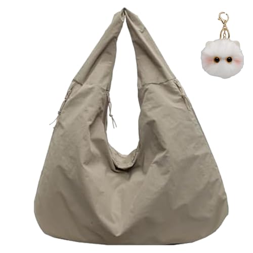 Luna Lush Bag, Maison Ginza Tote, Large Nylon Slouchy Tote Bag Men Women, Multi-Pocket Travel Waterproof (Khaki) von Generisch