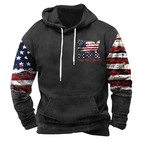 Lustige Geschenke Fleece Hoodie Herren Outdoor Fleecepullover Flagge Bedrucken Sweatshirt Sport Pullover mit Kapuze Langarm Fleece Pulli All-Match Kapuzenpulli Freizeit Bequem Oberteile Locker von Generisch