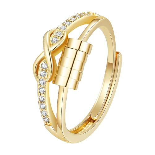 Lustige Ringe für Frauen und Mädchen, Anti-Angst, Stress, Sorgen, verstellbare Größe, 100 Stück, Einheitsgröße, Kupfer, Kein Edelstein von Generisch