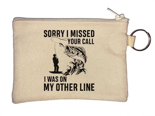 Lustiger Schlüsselanhänger mit Aufschrift "Sorry I Missed Your Call I was On My Other Line", Beige von Generisch
