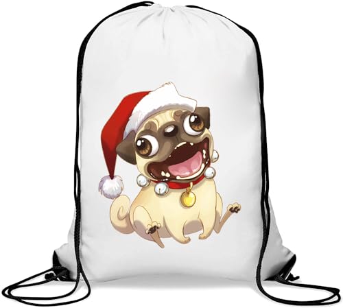 Lustiger Weihnachts-Hundesack, Tierbegleiter, Turnbeutel, lässiger Kordelzugbeutel, Weiß von Generisch