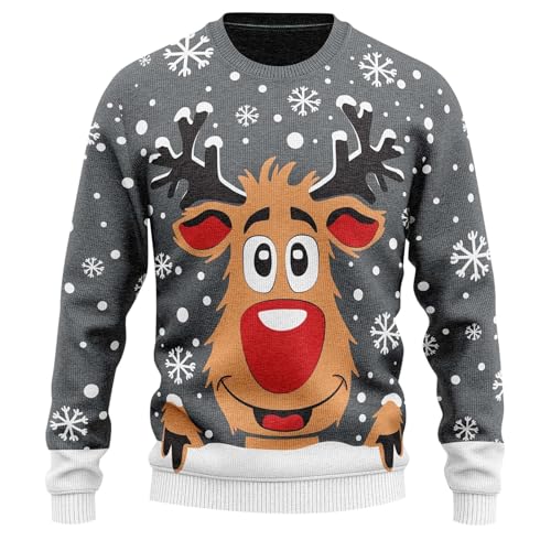 Lustiger Weihnachtspullover Herren Sweatshirt Lustige Funky Druck Weihnachten Pullover Große Größen Sweatjacke Christmas Weihnachtspulli Oberteil Tops Jumper Pulli von Generisch