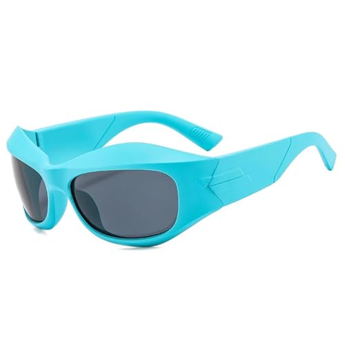 Luxuriöse Hip-Hop-Sonnenbrille für Damen und Herren, übergroße Brille, Outdoor, Sport, Radfahren, UV400, Blaugrau, Einheitsgröße von Generisch