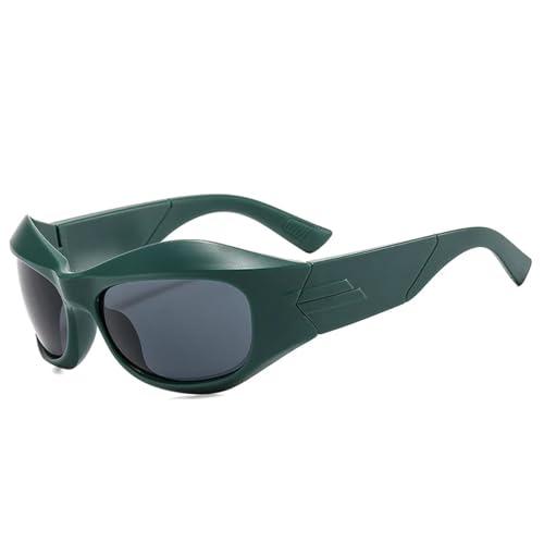 Luxuriöse Hip-Hop-Sonnenbrille für Damen und Herren, übergroße Brille, Outdoor, Sport, Radfahren, UV400, Dunkelgrün/Grau, Einheitsgröße von Generisch