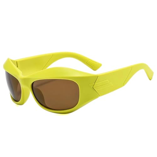 Luxuriöse Hip-Hop-Sonnenbrille für Damen und Herren, übergroße Brille, Outdoor, Sport, Radfahren, UV400, Grün/Braun, Einheitsgröße von Generisch