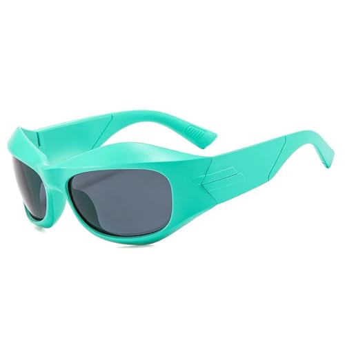 Luxuriöse Hip-Hop-Sonnenbrille für Damen und Herren, übergroße Brille, Outdoor, Sport, Radfahren, UV400, Hellgrün/Grau, Einheitsgröße von Generisch