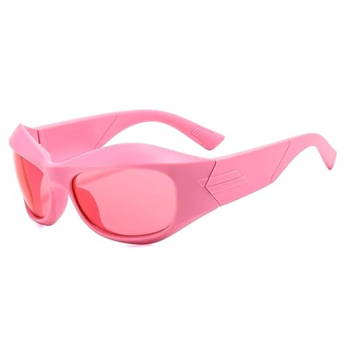 Luxuriöse Hip-Hop-Sonnenbrille für Damen und Herren, übergroße Brille, Outdoor, Sport, Radfahren, UV400, Pink, Einheitsgröße von Generisch