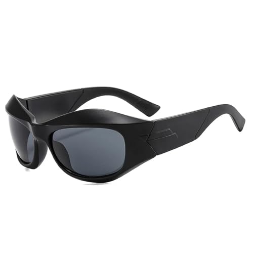 Luxuriöse Hip-Hop-Sonnenbrille für Damen und Herren, übergroße Brille, Outdoor, Sport, Radfahren, UV400, Schwarz / Grau, Einheitsgröße von Generisch