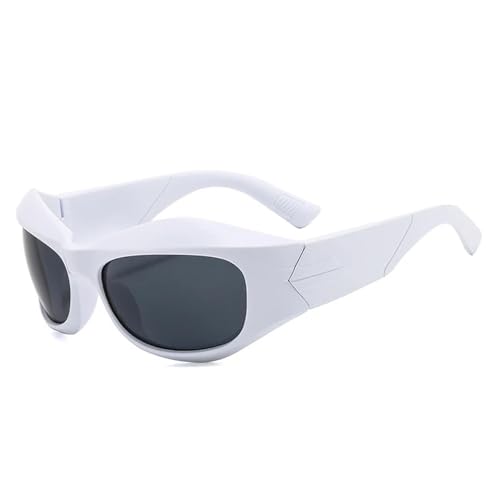 Luxuriöse Hip-Hop-Sonnenbrille für Damen und Herren, übergroße Brille, Outdoor, Sport, Radfahren, UV400, Weiß/Grau, Einheitsgröße von Generisch