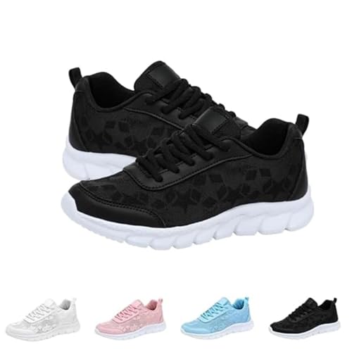 Luxuriöse orthopädische Damen-Sneaker, atmungsaktiv, hohles Netzgewebe, Spitzendruck, Sneakers mit Fußgewölbeunterstützung, lässige Wanderschuhe, Schwarz , 42 EU Luxuriöse orthopädische Damen-Sneaker, atmungsaktiv, hohles Netzgewebe, Spitzendruck, Sneakers mit Fußgewölbeunterstützung, lässige Wanderschuhe, Schwarz , 42 EU von Generisch