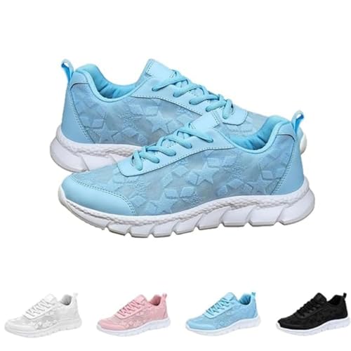 Luxuriöse orthopädische Damen-Sneaker, atmungsaktiv, hohles Netzgewebe, Spitzendruck, Sneakers mit Fußgewölbeunterstützung, lässige Wanderschuhe, blau, 42 EU Luxuriöse orthopädische Damen-Sneaker, atmungsaktiv, hohles Netzgewebe, Spitzendruck, Sneakers mit Fußgewölbeunterstützung, lässige Wanderschuhe, blau, 42 EU von Generisch