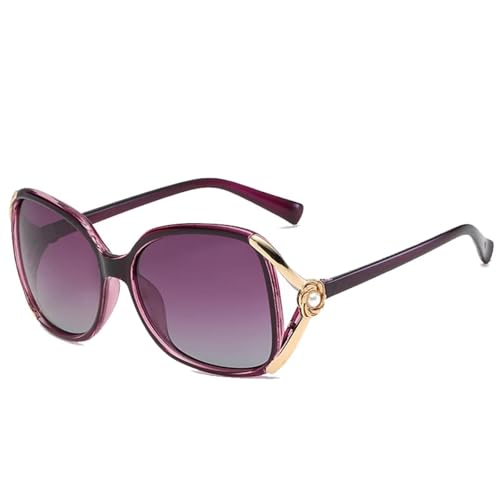 Luxuriöse ovale Sonnenbrille für Damen und Herren, Retro-Stil, großer Rahmen, Outdoor, Straßenfotografie, UV400, Violett, Einheitsgröße von Generisch