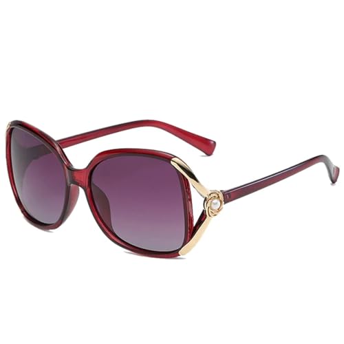 Luxuriöse ovale Sonnenbrille für Damen und Herren, Retro-Stil, großer Rahmen, Outdoor, Straßenfotografie, UV400, Violette Rose, Einheitsgröße von Generisch