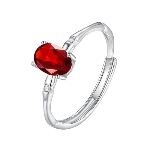 Luxuriöser Zirkonia-Ring Für Damen, 925Er Sterlingsilber, Cocktailringe, Damen, Brillanter Edelstein, Verlobungs- Und Ehering, Statement-Ewigkeits-Versprechensband, Schmuck, Geschenk, Granat von Generisch