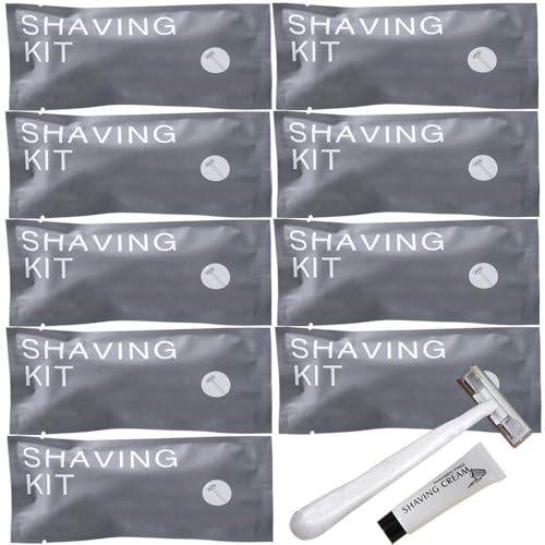 Luxuriöses, einzeln verpacktes Reise-Einweg-Rasierset mit Rasiercreme, sauber und hygienisch, manuelles Taschenrasierer-Set für empfindliche Haut, Hotel-Rasierer für Hotel, Reisen, 10 Stück von Generisch