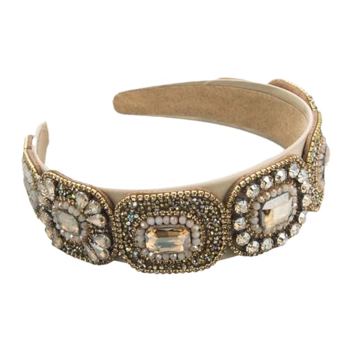 Luxuriöses Damen-Stirnband mit Strasssteinen, handgenäht, farbige Glas-Strass-Blume, breite Krempe Luxuriöses Damen-Stirnband mit Strasssteinen, handgenäht, farbige Glas-Strass-Blume, breite Krempe von Generisch