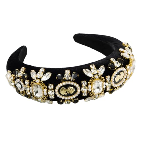 Luxuriöses Damen-Stirnband aus Fleece, mit Diamanten, Perlenschwamm, modisches Haar-Accessoire, Haarband von Generisch