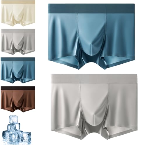Luxury Ice Silk Herren-Boxershorts, leicht, luxuriös, Satin, lce Seide, modisch, atmungsaktiv, nahtlos, coole Unterwäsche, 2 Stück - D, XL von Generisch