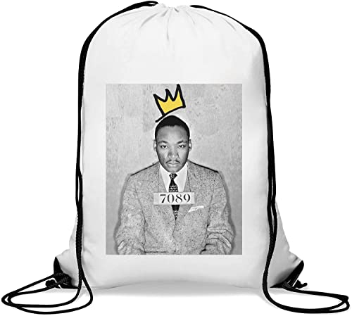 M. Luther King Mug Shot Gym Sack Casual Drawstring Bag White von Generisch