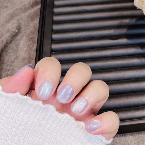 M107-XS kurze runde handgefertigte tragbare Nägel, Eis durch blaues Katzenauge, Nagelkunst, Dekoration, Sommer-Manciure, für Damen und Mädchen, 10 Stück M107-XS kurze runde handgefertigte tragbare Nägel, Eis durch blaues Katzenauge, Nagelkunst, Dekoration, Sommer-Manciure, für Damen und Mädchen, 10 Stück von Generisch
