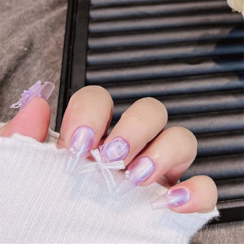 M125-XS Künstliche Fingernägel, handgefertigt, tragbar, Schmetterlings-Nagelkunst, elegant, Patchwork, für Damen und Mädchen, 10 Stück von Generisch